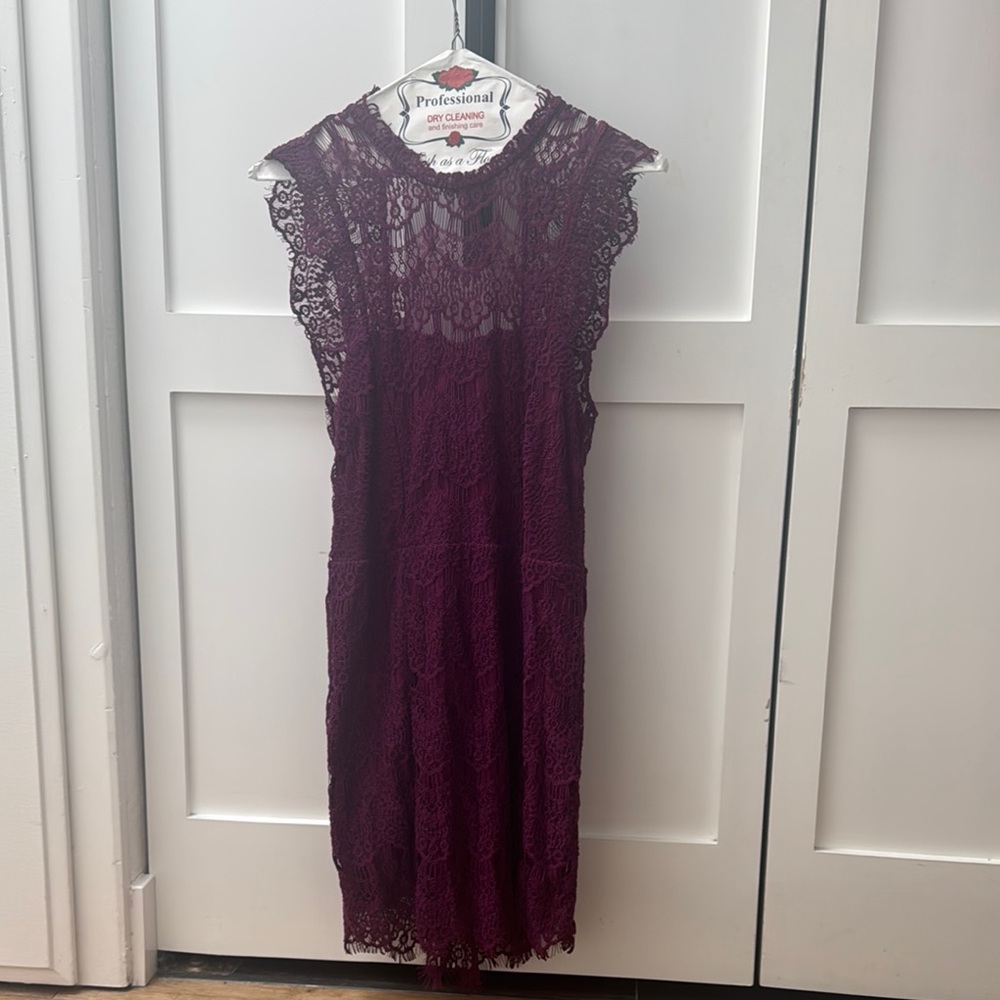 Elegant Lace Burgundy Dress